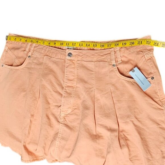 Anthropologie Plus Pilcro Pleated Micro Denim Skirt Orange Lyocell Size 22W NWT - Picture 6 of 9